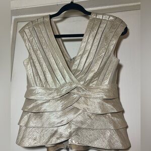 3 x $20 Adrianna Papell Evening gold v-neck top size 8 Tiered Party Formal